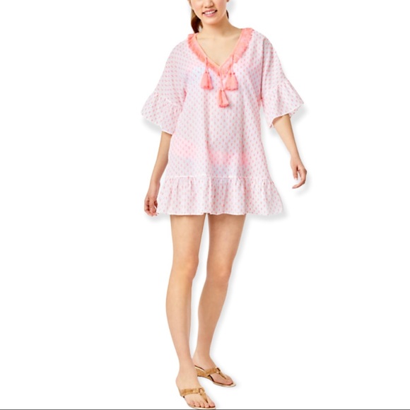 LILLY PULITZER Kipper Cover-Up Tangelo Neon Clip Beach Dress Swimwear - Picture 4 of 9